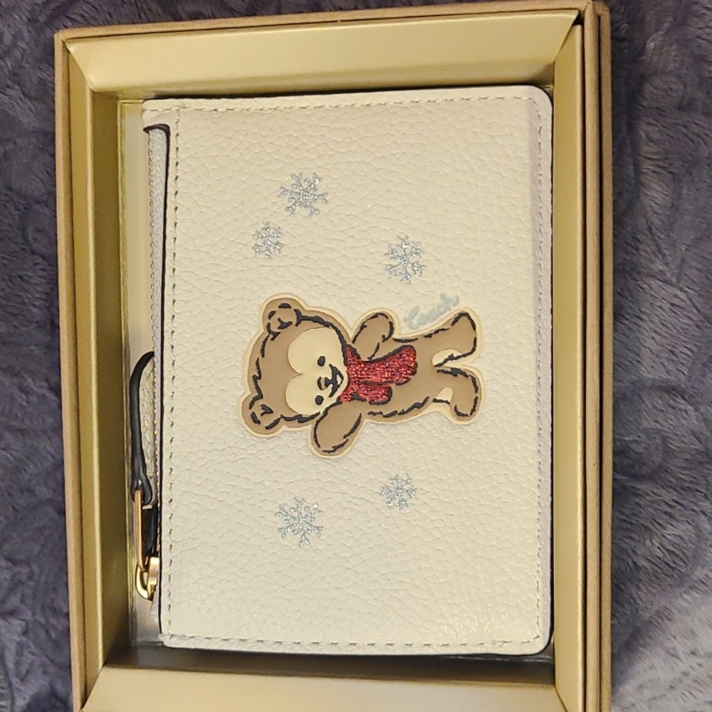 COPY - Coach mini skinny ID wallet with Teddy 🧸 NWOT
